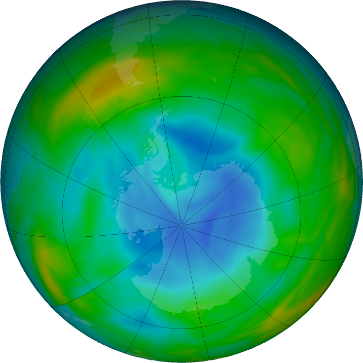 Antarctic ozone map for 28 June 2018